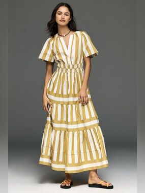 NWOT Anthropologie Somerset Maxi Dress (Ivory Stripe)